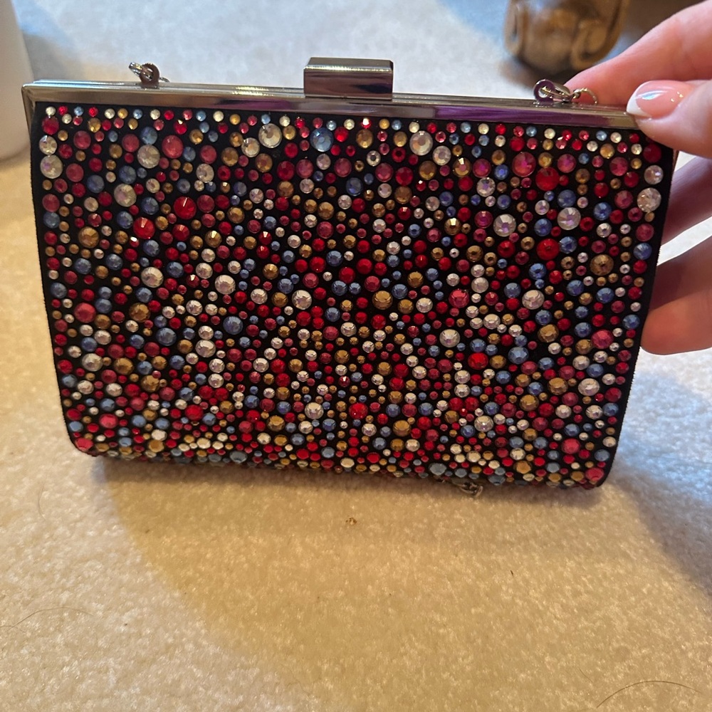 INC International Concepts Multicolor Rhinestone Clutch